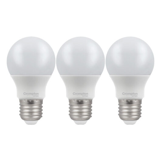 Crompton LED GLS Light Bulbs E27 9.5W Dim Daylight 6500K Screw Thermal Plastic Opal (3 Pack)