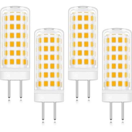 Pack of 4 GY6.35 9W AC/DC 220V Warm White 3000K LED bulbs equivalent to a 9W halogen replacement bulb [Energy Class A+]