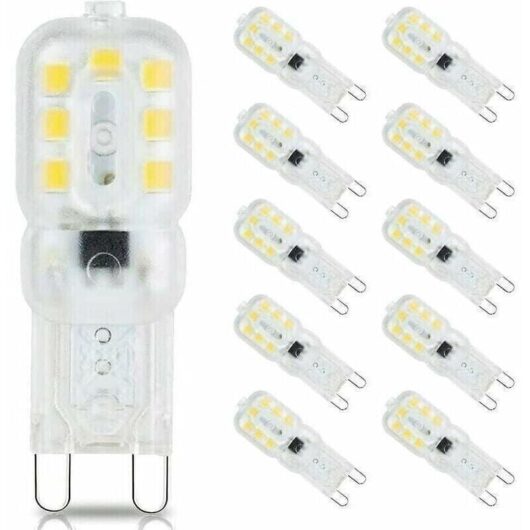 Serbia - 10 ampoules led G9 3 w, équivalentes à des ampoules halogènes 33 w, blanc lumière du jour 6000 k, sans scintillement, non dimmable, ampoules