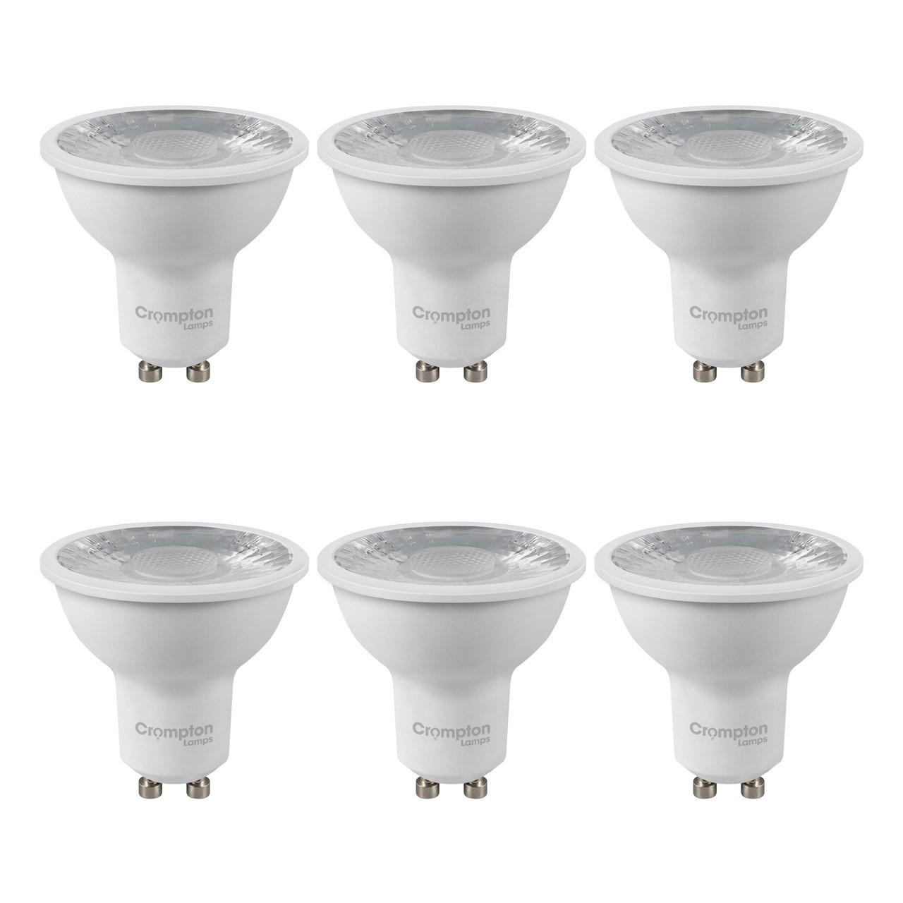 Crompton LED GU10 Spotlight Bulbs 3.5W Dimmable Daylight 6500K Halogen Replacement (6 Pack)