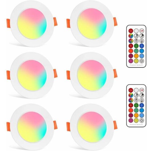 Recessed spotlights RGB color changing bulb warm white 2700K daylight ceiling light 8W AC 85V-265V spotlight bulb with remote control (6-pack)