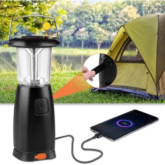 Solar LED Camping Lamp, Solar Camping Light, Rechargeable LED Lantern, Portable LED Lamp with 3 Lighting Modes, Hand Crank Dynamo Lamp for Camping,