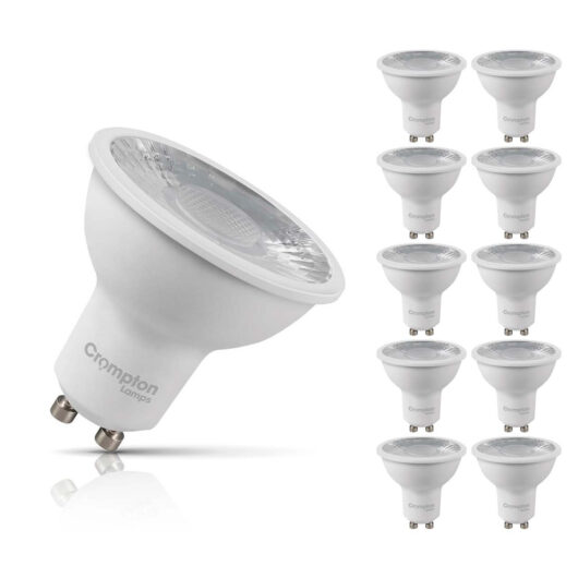 10-Pack Crompton GU10 Spotlight LED Light Bulbs 3.5W 6500K Daylight 50W Eqv Halogen Replacement