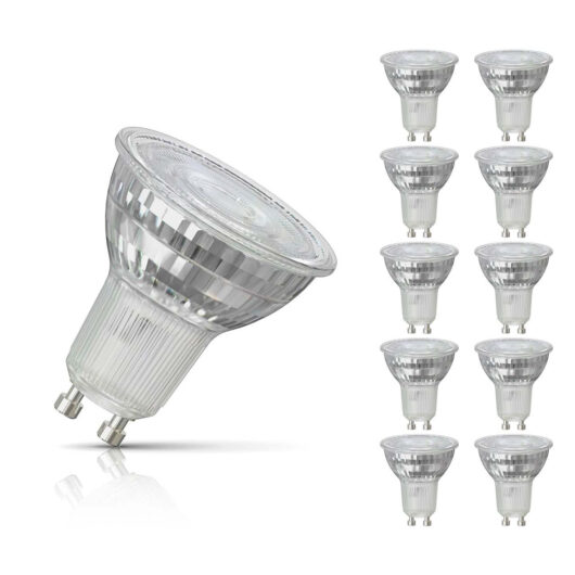 10-Pack Crompton GU10 Spotlight LED Light Bulbs 3.7W 6500K Daylight Full Glass 50W Eqv Halogen Replacement