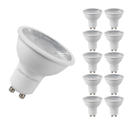 10-Pack Crompton GU10 Spotlight LED Light Bulbs 5W 6500K Daylight 50W Eqv Halogen Replacement
