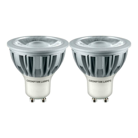 2-Pack Crompton GU10 LED Bulbs 5W (50W Eqv) Daylight Clear Halogen Replacement High Performance 45°