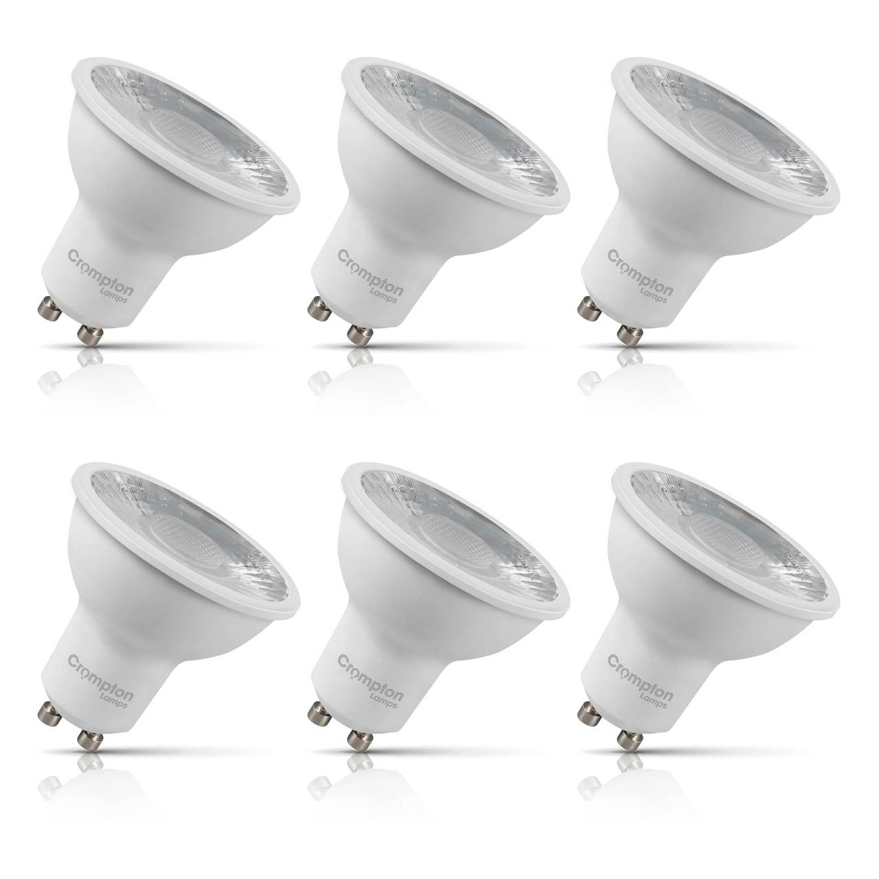 6-Pack Crompton GU10 Spotlight LED Light Bulbs 3.5W 6500K Daylight 50W Eqv Halogen Replacement