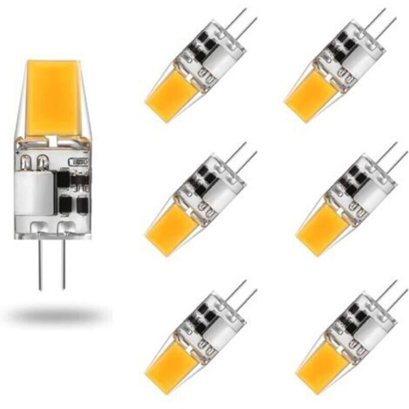 G4 LED bulb, AC/DC 12V, 5W, warm white 3000K, light source, equivalent to 50W halogen lamp, 360° beam angle, flicker-free, pack of 6, warm white