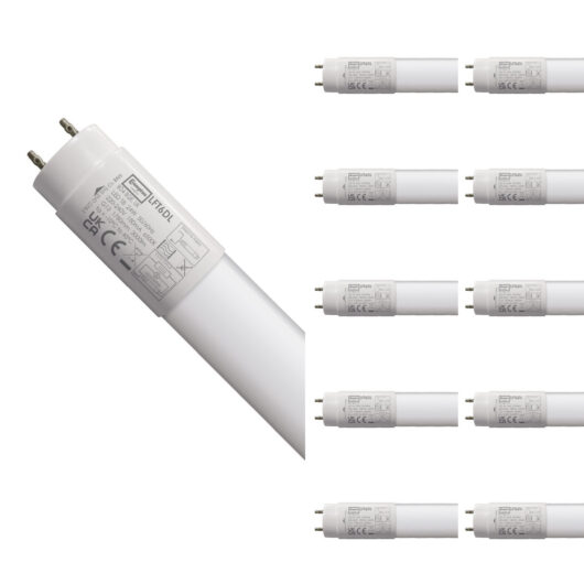 10-Pack Crompton T8 Tube LED 6ft Light Bulbs 24W (70W Eqv) Daylight Opal Fluorescent Replacement Tubes for Batten Ceiling Strip Garage