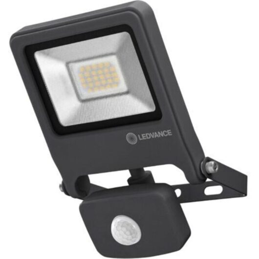 LED Floodlights, luminaires for outdoor applications, cool white, integrated daylight and motion sensor, Endura flood sensor, 20 Watt