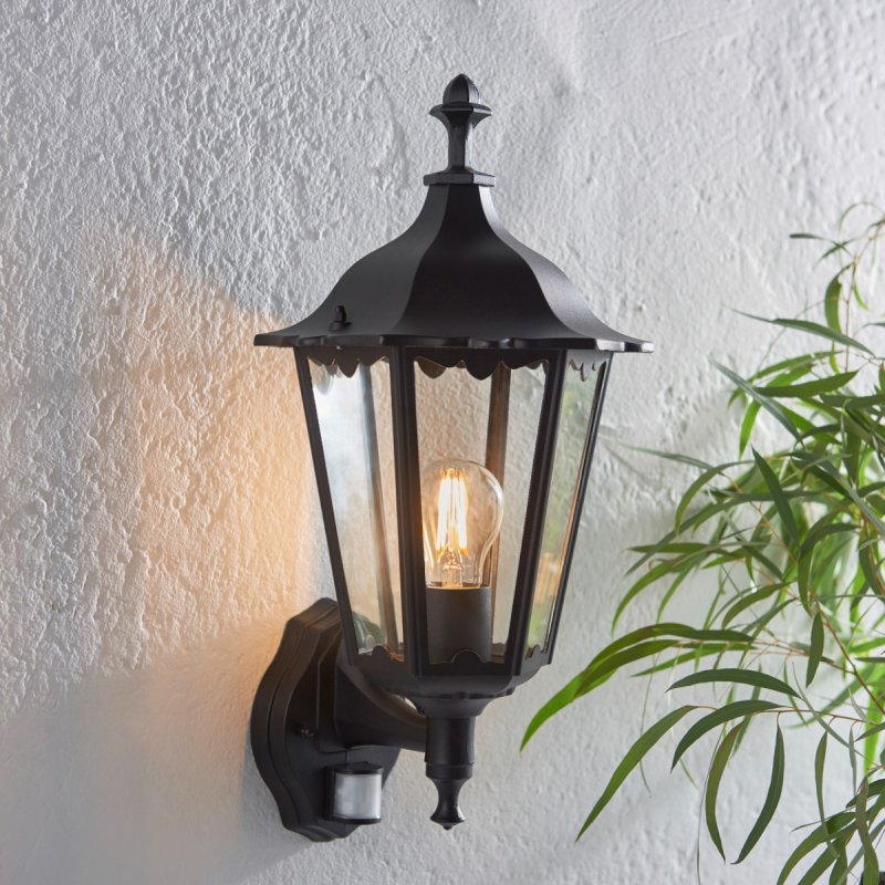 Endon 76548 Burford 1 Light Outdoor Wall Photocell And PIR Light In Matt Black