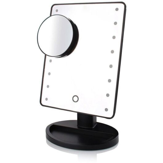 Illuminated Mirror, 10x Magnifying LED Makeup Mirror, LED Mirror, USB and Battery Charging, 360° Makeup Mirror, Illuminated Magnifying Mirror for