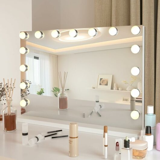Puluomis - Hollywood Makeup Mirror, Light Vanity Mirror, Bathroom Mirror, with led Dimmable Bulbs, usb Charging Port, Touch Screen(15 Bulbs, 4845cm,