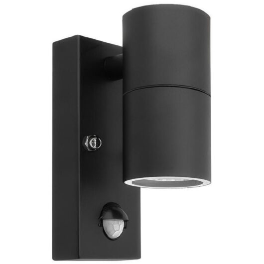 Stainless steel LED outdoor light with adjustable PIR motion sensor and twilight switch, IP54 waterproof up/down 230V outdoor lamp including 1 x 5W